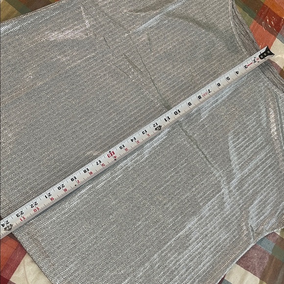 Shimmering Silver Short Sleeve Blouse 1X - Picture 9 of 9